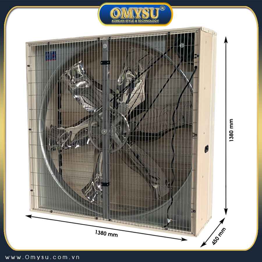 Kích thước quạt thông gió vuông trục đẩy BMF-1380