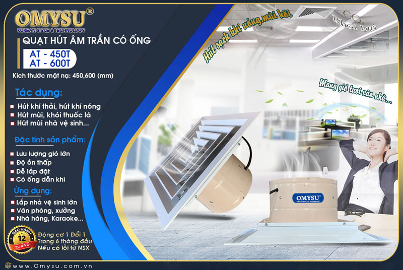 Quạt hút âm trần công nghiệp có nối ống