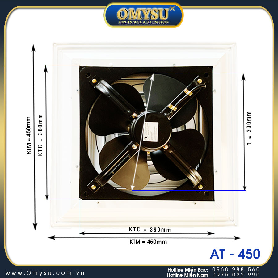 Quạt hút âm trần công nghiệp không ống AT-450