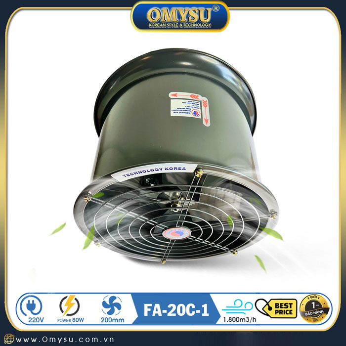 Quạt thông gió tròn FA-20C-1 - Sải cánh 200mm