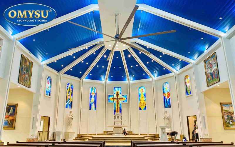 Ứng dụng của quạt trần công nghiệp HVLS trong nhà thờ